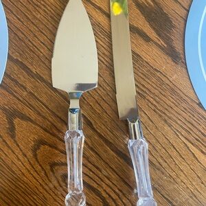 Elegant Silver Cake Knife and Server Set